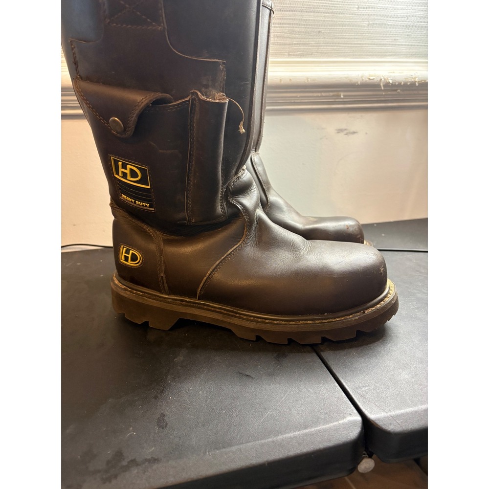 HD Heavy Duty HD-B52 Brown Leather Work Boots Rigger Safety Pull On Mens 10